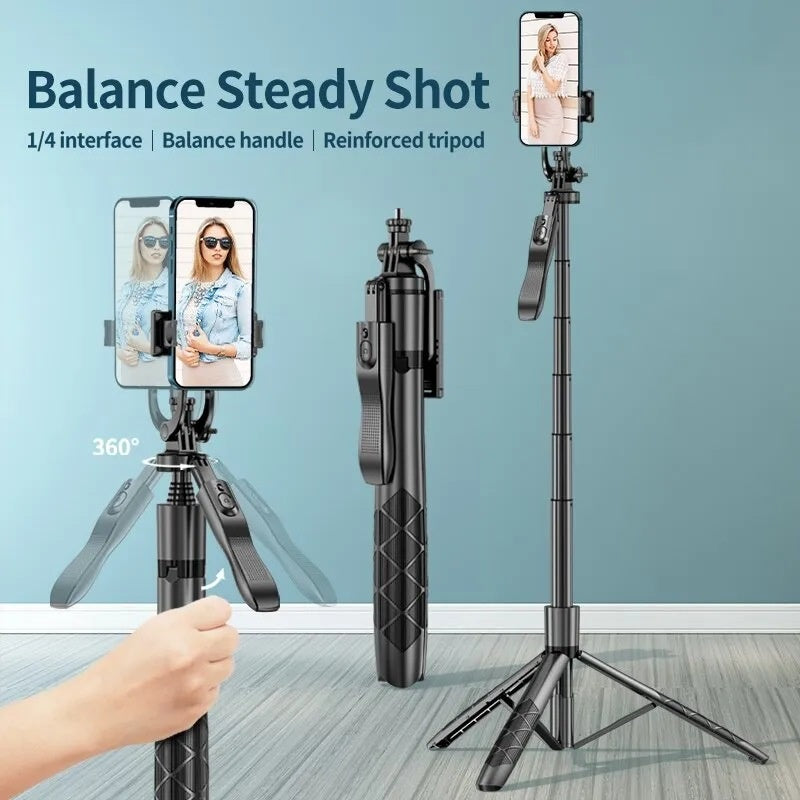 Cross-border Selfie Stick Double Fill Light Bluetooth-compatible Handheld Stabilizer Floor Telescopic Rod Stand For Live Streaming