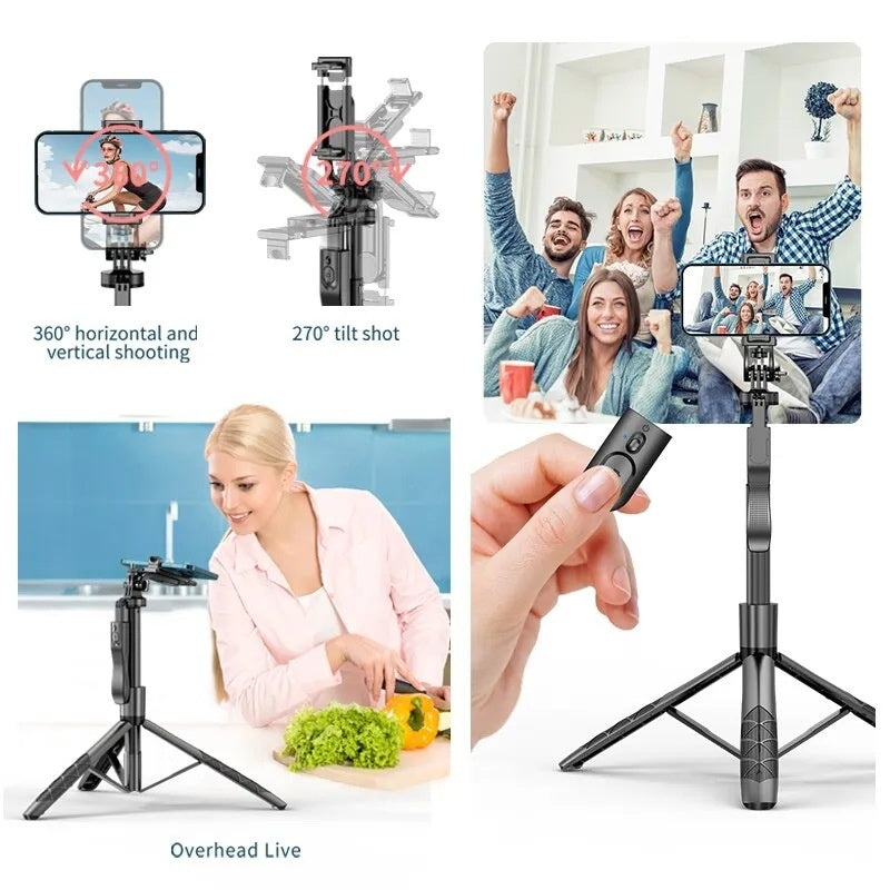 Cross-border Selfie Stick Double Fill Light Bluetooth-compatible Handheld Stabilizer Floor Telescopic Rod Stand For Live Streaming